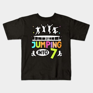 Jumping Into 7 Year Old Birthday Trampoline Jumping Kids T-Shirt